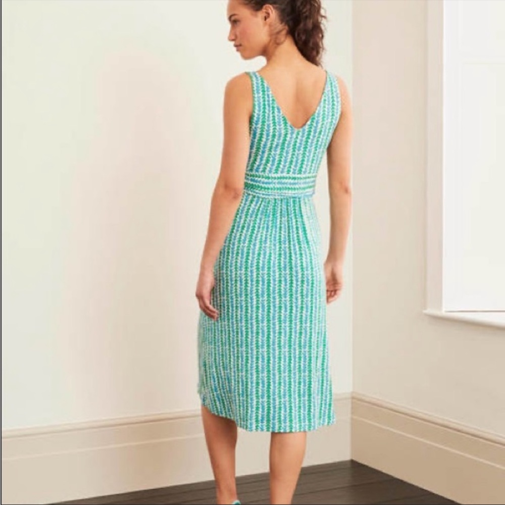 Boden Sleeveless V-Neck Effie Jersey Dress Size 14R blue green - Picture 3 of 8